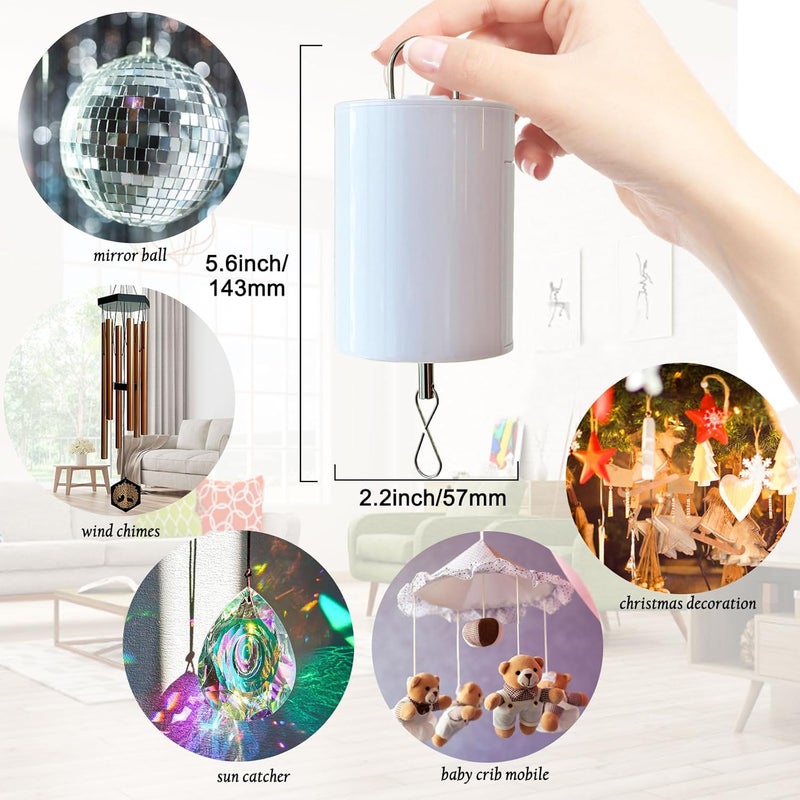 Eiryhope Battery Operated Disco Ball Motor with Remote, Hanging for Mirror Ball, Wind Spinner, Windchime, Suncatcher, Outdoor/Garden/Christmas Decoration, 10 RPM - Image 5